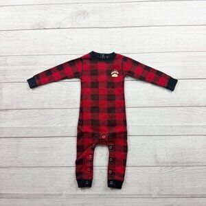 FlapJackKids Baby Romper Buffalo Plaid Bear Cheeks One Piece 6 Months
